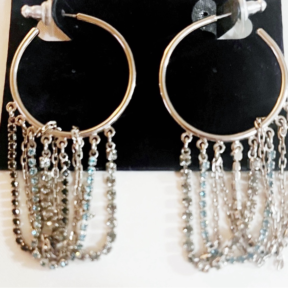 New Large Swarovski Pave Hoop Earrings new in a box - Picture 3 of 3